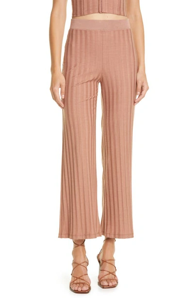 Jonathan Simkhai Standard Celia Compact Rib Cropped Wide Leg Pants In Teak