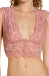 Free People Heartbreaker Brami Lace Snap Front Plunge Bralette-pink