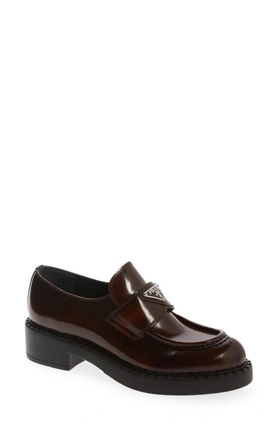 Prada Triangle Logo Loafer In Tabacco