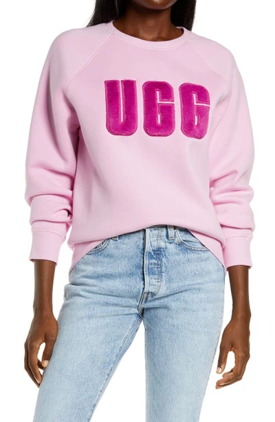Ugg Collection Madeline Fuzzy Logo Sweatshirt In Rose Quartz / Wild Violet