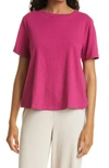 Eileen Fisher Crewneck Boxy Organic Cotton T-shirt In Berry