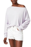 Allsaints Rita Oversize One-shoulder Long Sleeve Tee In Misty Lilac