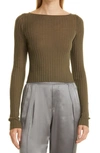 ATM ANTHONY THOMAS MELILLO WIDE RIB CROP BOATNECK SWEATER,AW8440-TAD