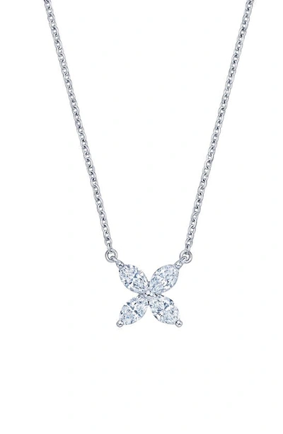 Kwiat Marquise Diamond Flower Pendant Necklace In 18k White Gold
