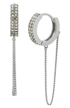 ALLSAINTS PAVÉ SWAG CHAIN DROP HUGGIE HOOP EARRINGS,364374RHO040