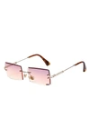 Fifth & Ninth Miami 58mm Rectangle Sunglasses In Gold/ Pink