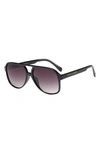 Fifth & Ninth Kingston Aviator 60mm Oval Sunglasses In Black/ Black