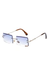 Fifth & Ninth Miami 58mm Rectangle Sunglasses In Gold/ Blue