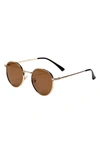 Fifth & Ninth Jackson 50mm Round Sunglasses In Gold/ Brown