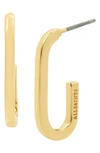 Allsaints Small Open Oval Hoop Earrings In Silver Tone Or Gold Tone In Shiny Gold