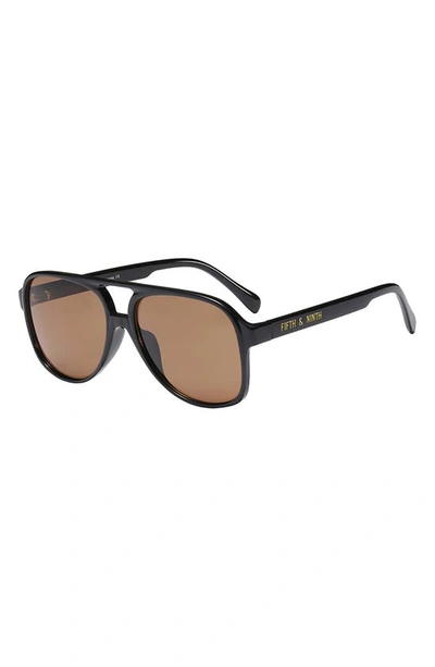 Fifth & Ninth Kingston Aviator 60mm Oval Sunglasses In Brown/ Brown