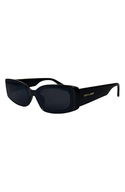 Fifth & Ninth Cannes 57mm Rectangle Sunglasses In Black/ Black