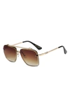 Fifth & Ninth Memphis 62mm Aviator Sunglasses In Gold/ Brown
