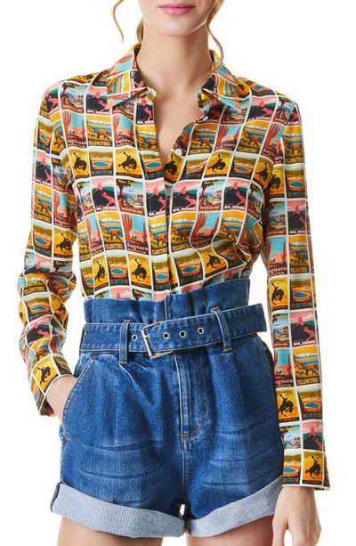 alice+olivia ステイシー×レインボーレオパード シルクブラウス 激安取