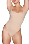 Skims Fits Everybody Square-neck Bodysuit In Clay