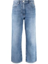 MSGM MSGM CROPPED EMBROIDERED-LOGO JEANS
