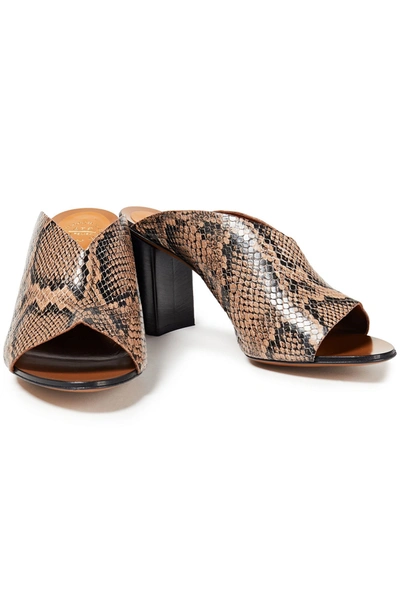 Atp Atelier Snake-effect Leather Mules In Animal Print