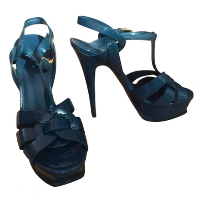 Pre-owned Saint Laurent Patent Leather Sandals In Blue