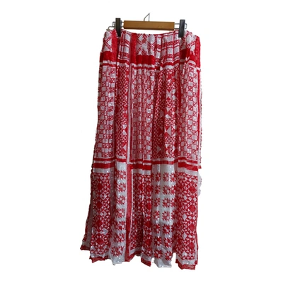 Pre-owned Fendi Silk Maxi Skirt In Red
