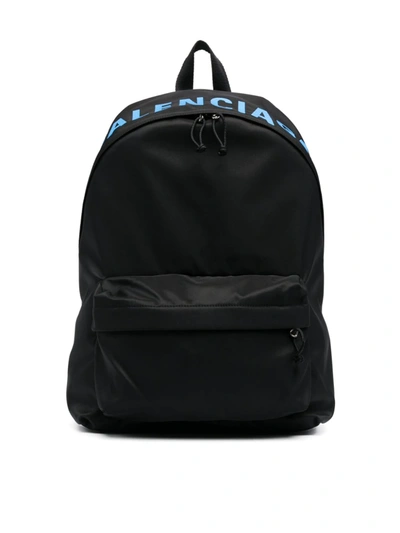 Balenciaga Logo Print Backpack In Black