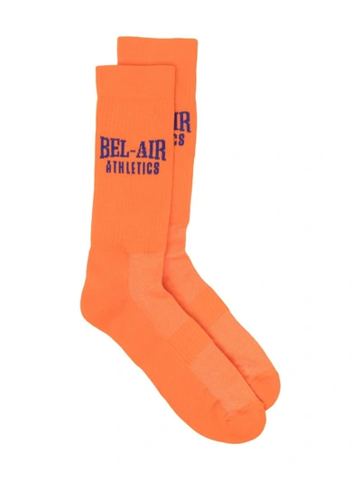 Bel-air Athletics Varsity Jacquard Logo Socks In Orange