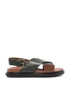 Marni Woman Sandals Charcoal Size 8 Leather In Green