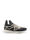 Rick Owens Black & Off-white Megalaced Runner Sneakers In Multicolour