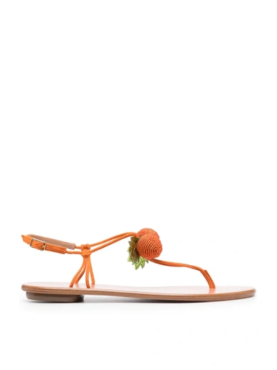 Aquazzura Manzanita Flat Sandals In Orange