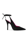 Attico Black Pointed-toe Tie-fastening Pumps In Black