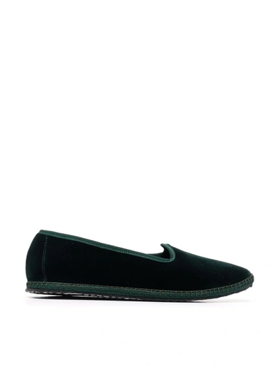 Vibi Venezia Velvet-effect Slip-on Loafers In Green