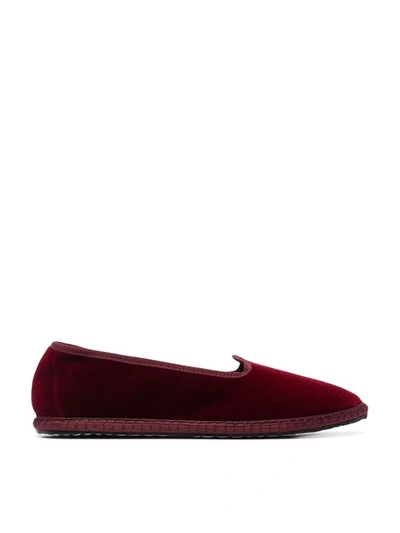 Vibi Venezia Grosgrain-trimmed Velvet Loafers In Red