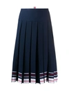 Thom Browne Pleated Striped Stretch-knit Skirt In Blue
