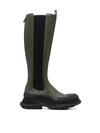 Alexander Mcqueen 40mm Tread Slick Leather Tall Boots In Green