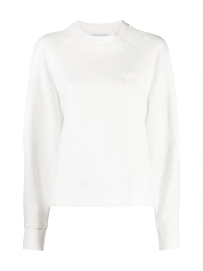 Y-3 Adidas Y3 Logo-print Cotton Sweater In White