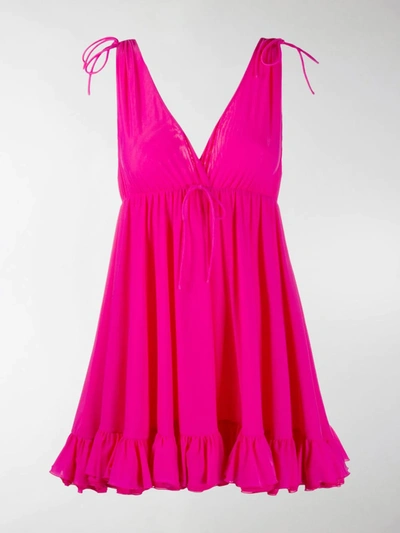 Balenciaga Ruffle-hem Babydoll Mini-dress In Pink