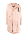 Raf Simons Parka With Logo Patch In Pink