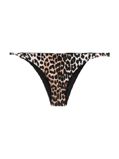 Ganni Leopard Print Bikini Bottoms In Neutrals