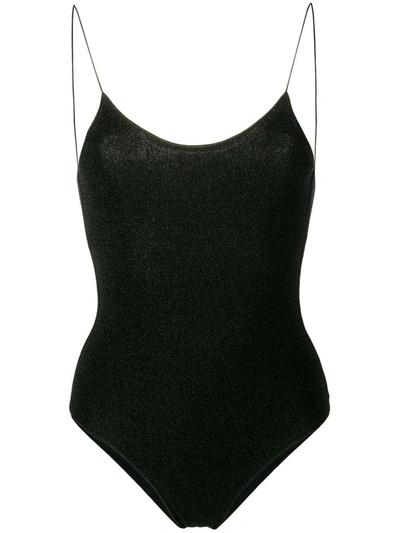 Oseree Metallic Threading Swimsuit In Black
