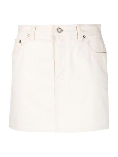 Saint Laurent White Denim Mini Skirt In Neutrals