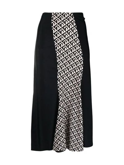 Marine Serre Moon Print Panelled Midi Skirt In Black