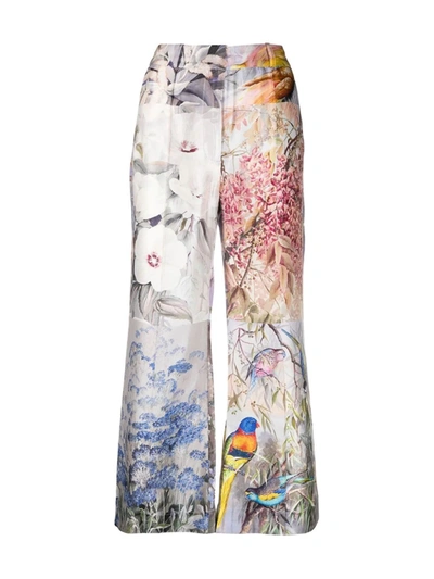 Zimmermann Patchwork Flared Trousers In Purple