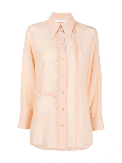 Chloé Lace Trim Shirt In Neutrals