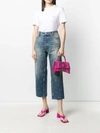 BALENCIAGA LASERED LOGO CROPPED JEANS,16394993