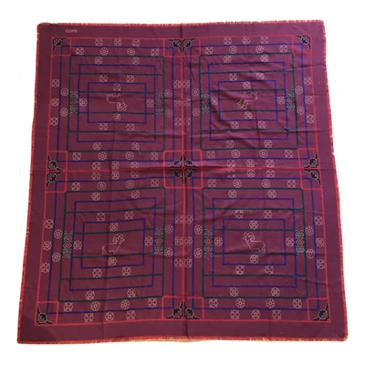 Pre-owned Gucci Wool Silk Handkerchief In Burgundy