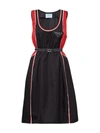 PRADA LOGO PLAQUE BELTED FLARED DRESS,15882812