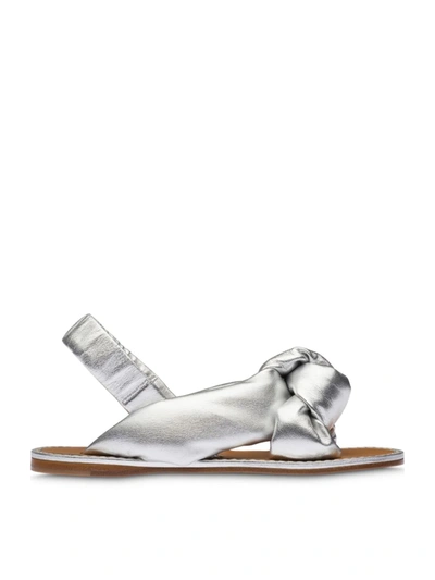 Miu Miu Knotted Flat Sandals In Silver