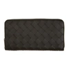 BOTTEGA VENETA KHAKI INTRECCIATO ZIP AROUND WALLET