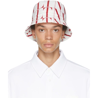 Valentino Garavani White & Red 'vltn' Times Bucket Hat