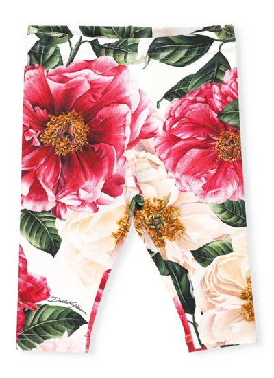 Dolce & Gabbana Baby Floral Stretch-cotton Leggings In Pink