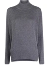 Jil Sander Grey Roll Neck Cashmere Sweater In Grey